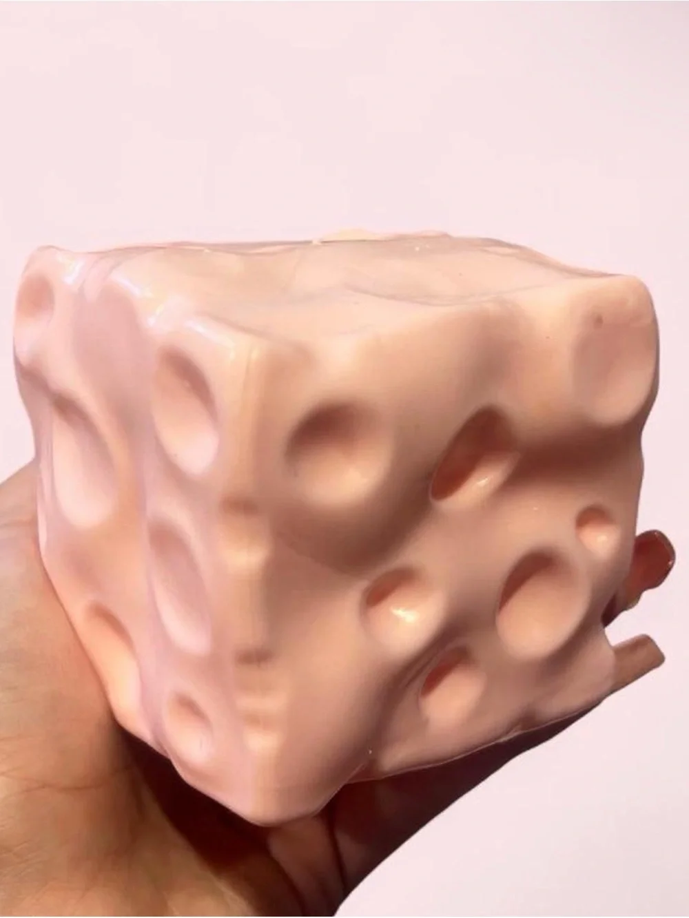 SqueezeLuck Pink Jumbo Cheese Pink Squeezable Squeeze Stress Ball Fidget Toy